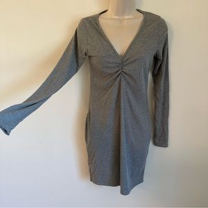 Forever 21 gray ribbed v neck long sleeve mini dress (s2)